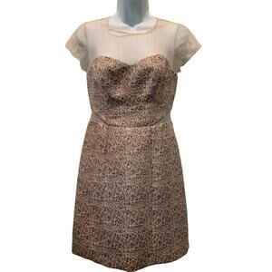 PHEOBE FOR KAY UNGER GOLD SHIMMER SHEER FIT AND FLAIR DRESS 6